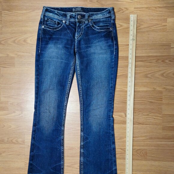 Silver Jeans AIKO Bootcut Denim Embroidered Med Wash Womens 30x32 Tag (28x33) - Picture 10 of 16